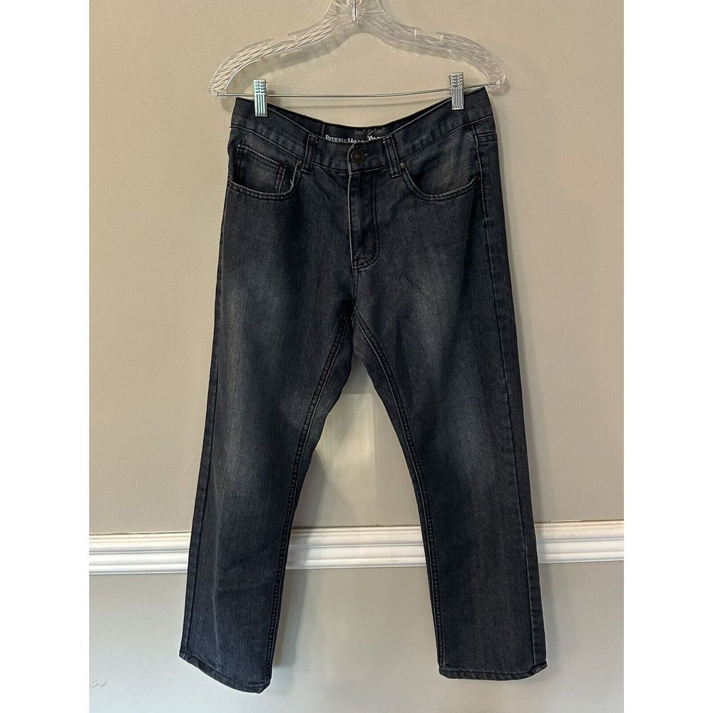 BEVERLY HILLS POLO CLUB Mens 30x30 Dark Wash Straight Leg Denim Gray JEANS